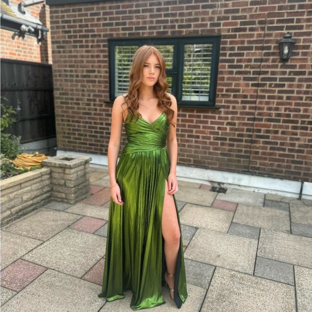Retrofete Doss Metallic Green Maxi Formal Dress - Picture 3 of 13